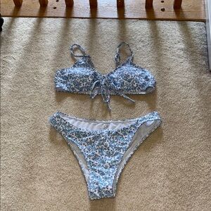 Floral Blue and White Bikini Set